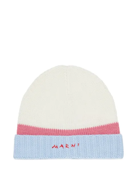 Marni Kids 로고 자수 컬러 블록 비니