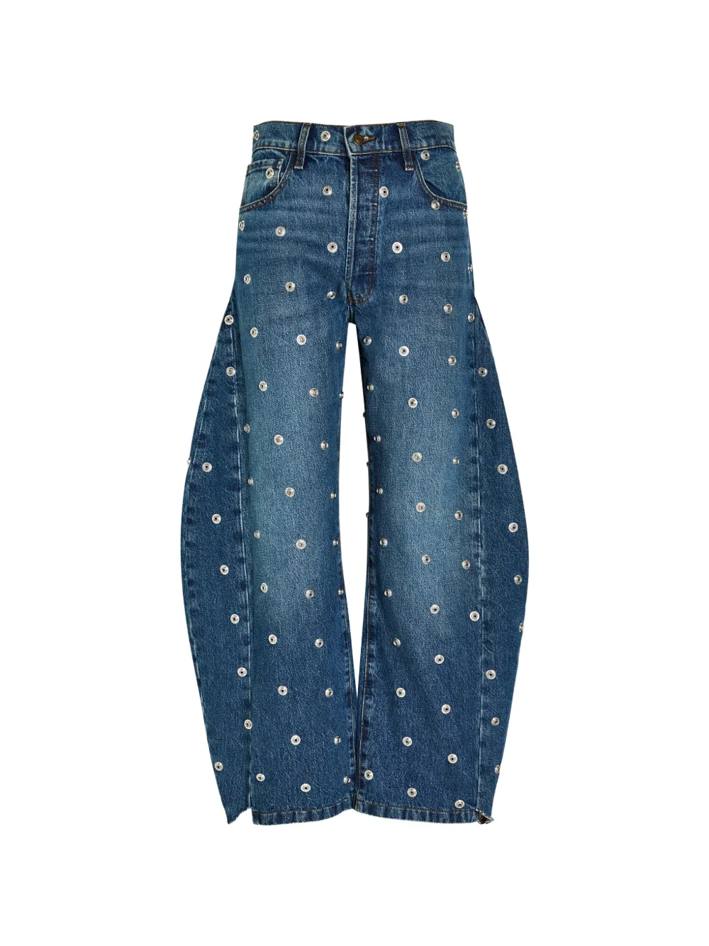A.W.A.K.E. Mode eyelet-embellished barrel-leg denim jeans - Blu