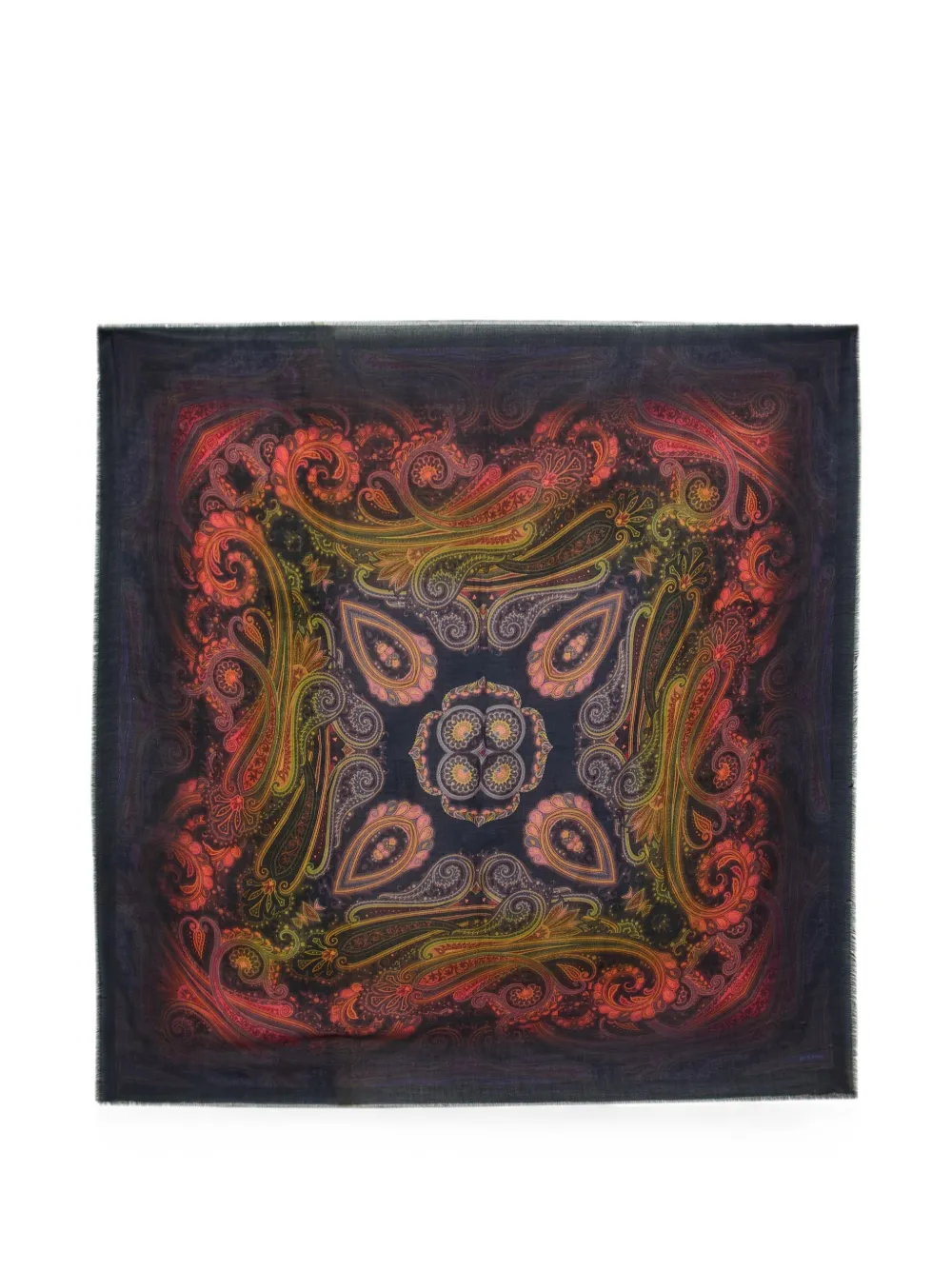 ETRO paisley-print frayed scarf - Blu