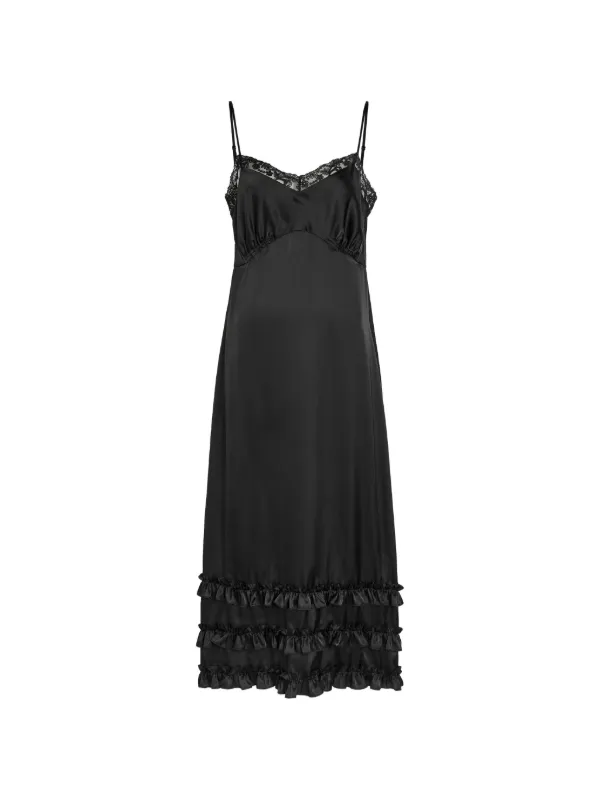 Simone Rocha Lace-trim Ruffled Midi Dress in Black