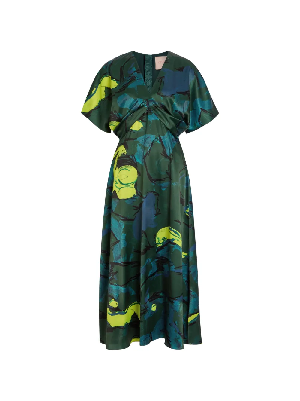 Roksanda Sadee abstract-print gathered-waist midi dress - Green