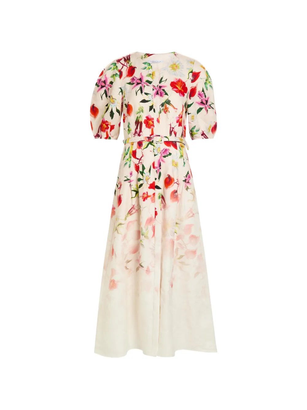 Gabriela Hearst Ignis floral-print belted maxxi shirt dress - Neutrals
