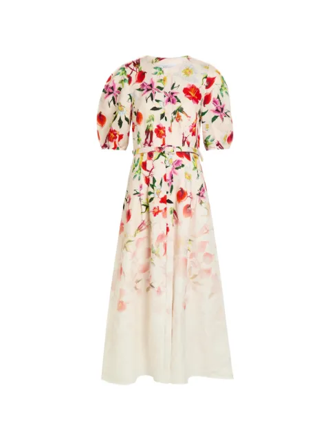 Gabriela Hearst vestido camisero largo Ignis con motivo floral y cinturón