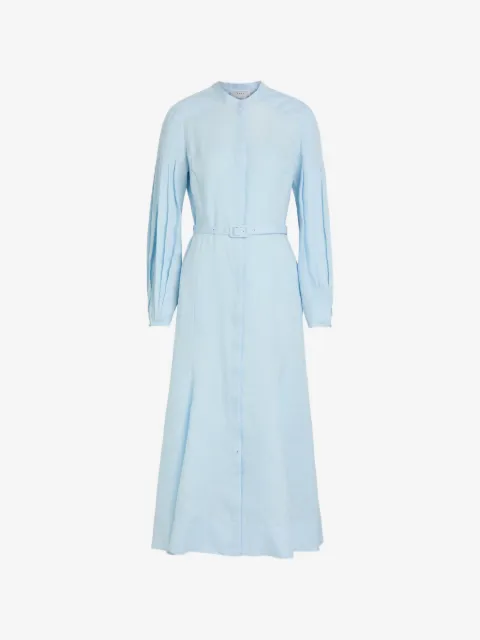 Gabriela Hearst vestido midi con cinturón de manga plisada