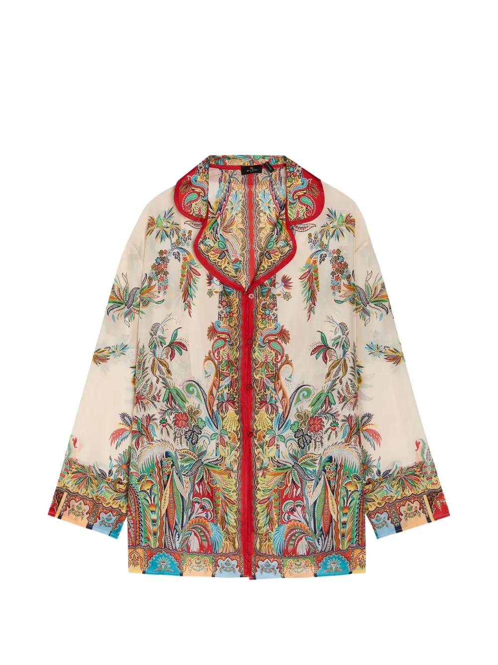Etro Paisley-print Silk Cover-up Shirt In Neutral