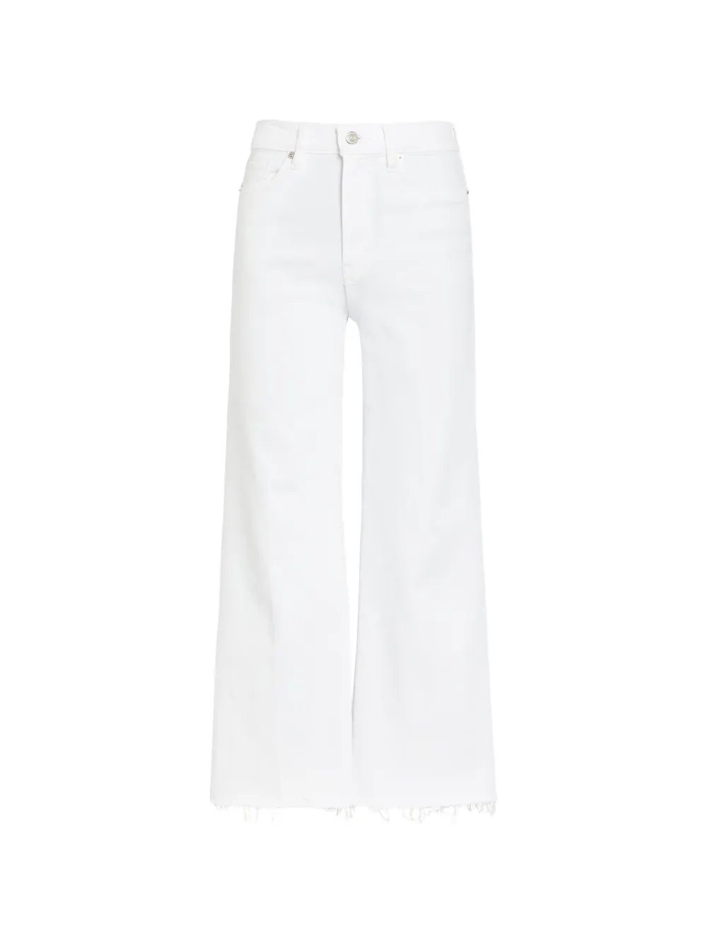 FRAME Le Slim Palazzo raw-edge frayed wide-legjeans - Bianco