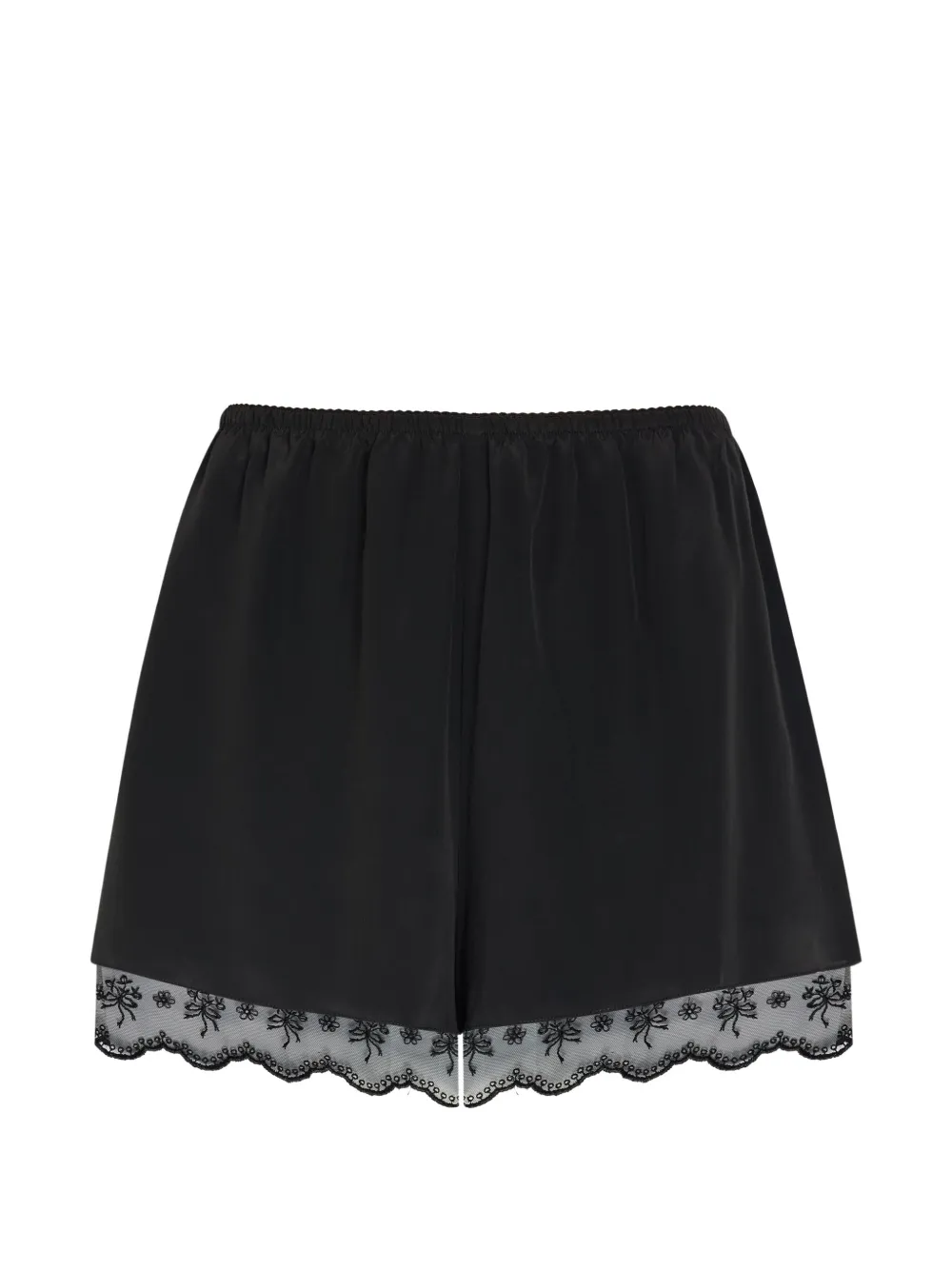 Simone Rocha Shorts met geborduurd kant en gewelfde afwerking Zwart