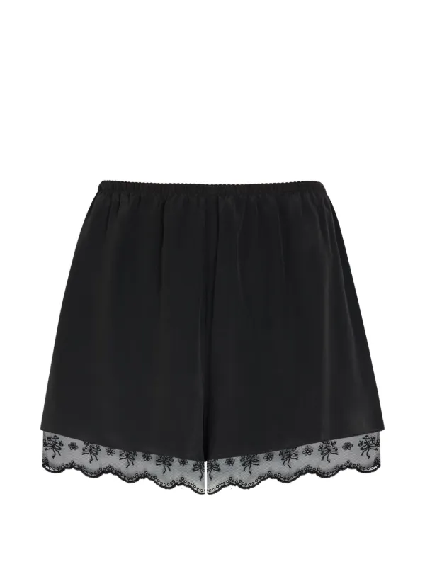 Simone Rocha Embroidered-lace Scallop-edge Shorts in Black