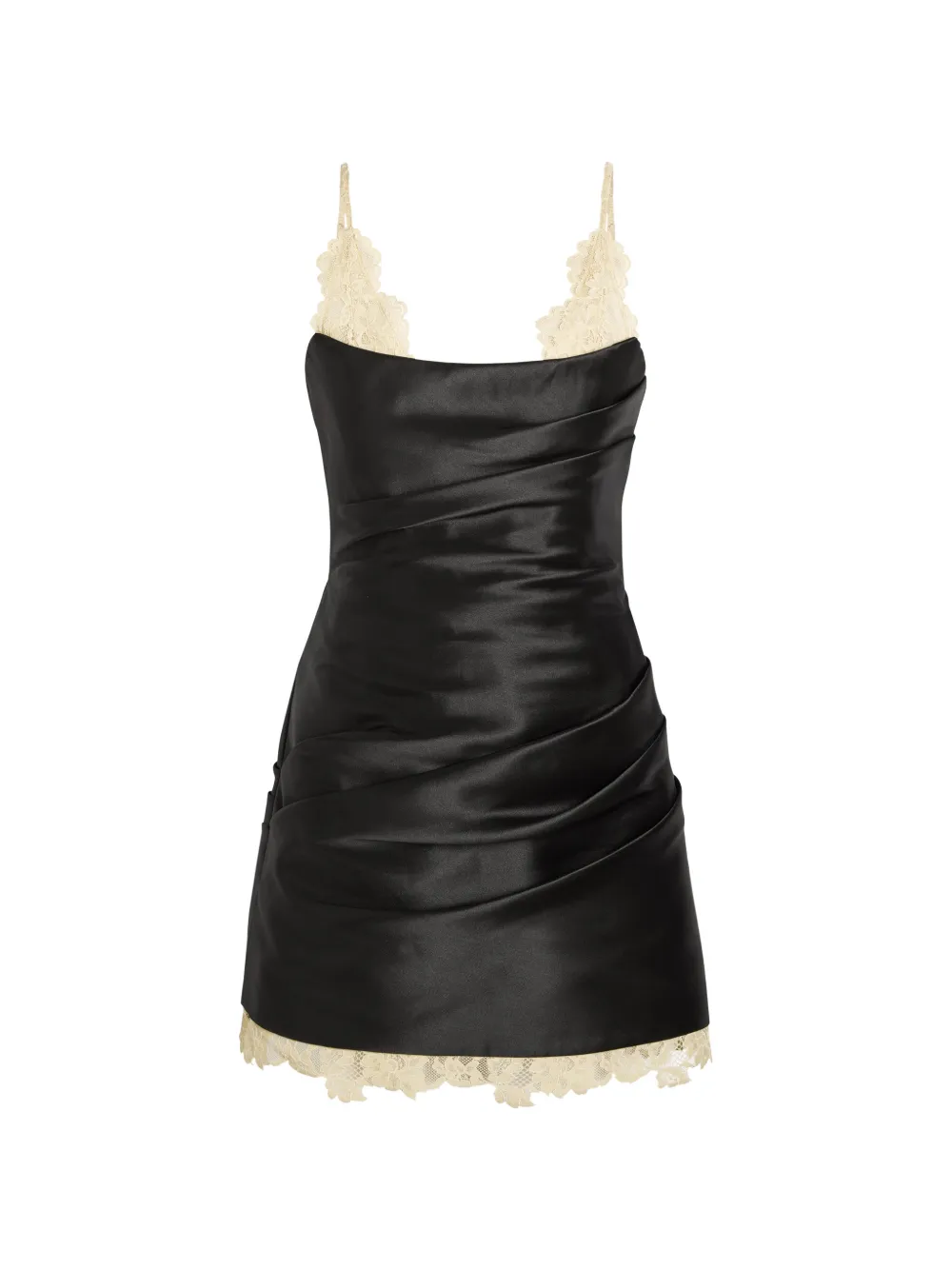 De La Vali Kasai lace-trim draped mini dress - Nero