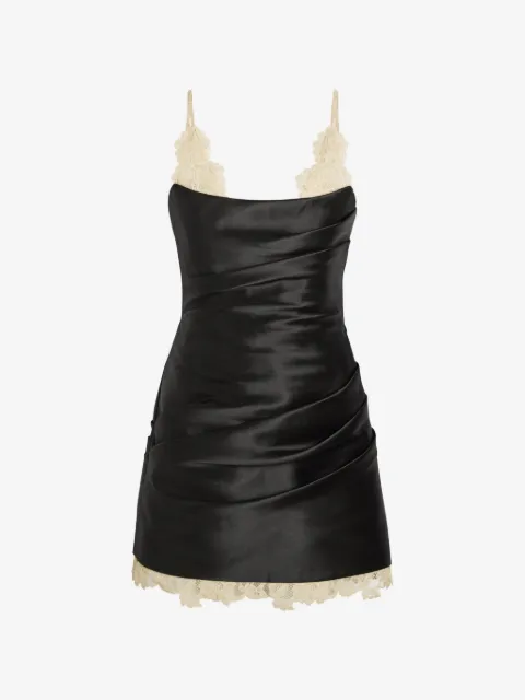 De La Vali Kasai lace-trim draped mini dress