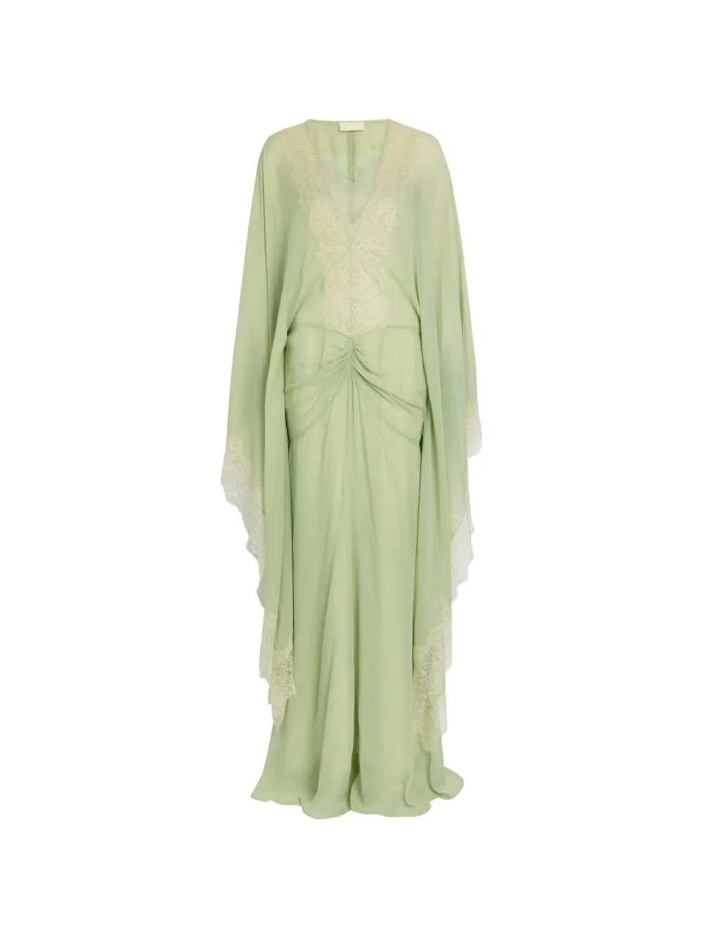 De La Vali Evita lace-trimmed draped maxi dress - Verde