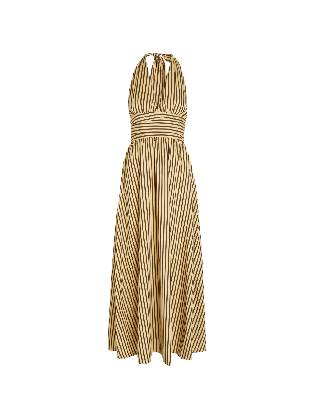 Faithfull Carmen Striped Halterneck Maxi Dress In Neutrals