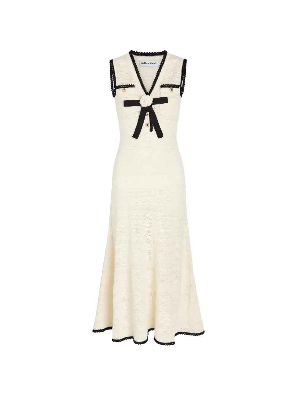 Self-Portrait pointelle-knit midi dress - Weiß
