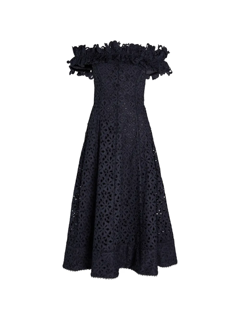 Rebecca Vallance guipure-lace off-the-shoulder midi dress - Blu