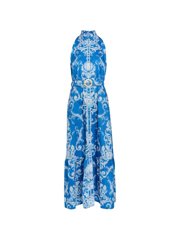 biba blue dress Borgo De Nor baroque-print Belted Maxi | AllSaints Women's Leona V-Neck First Dance Dresses Color:HORN Step into the limelight