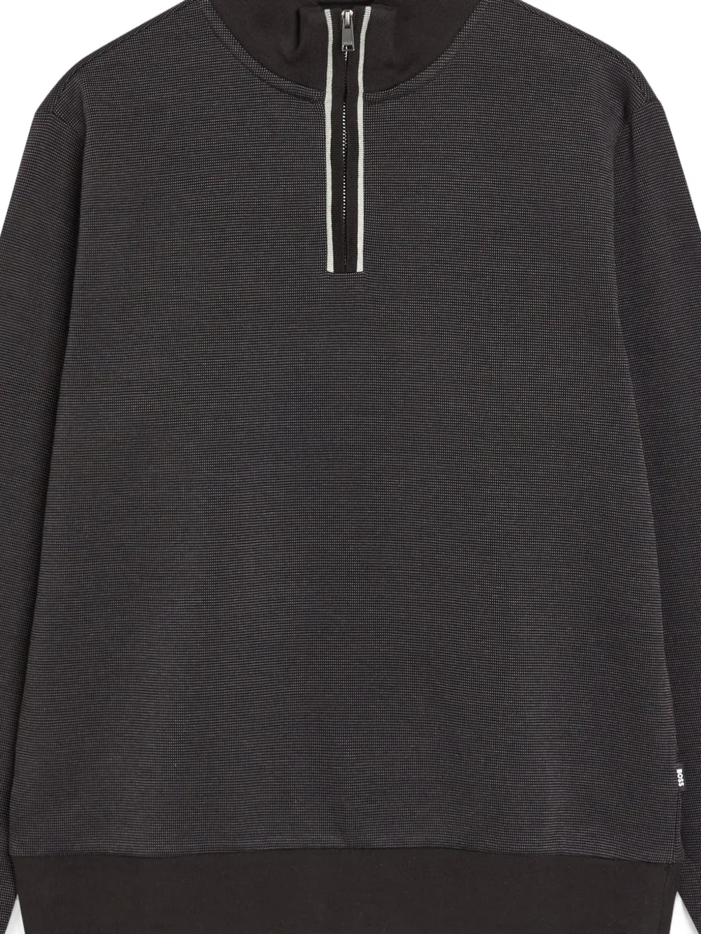 BOSS Sweater met halve rits en textuur Zwart