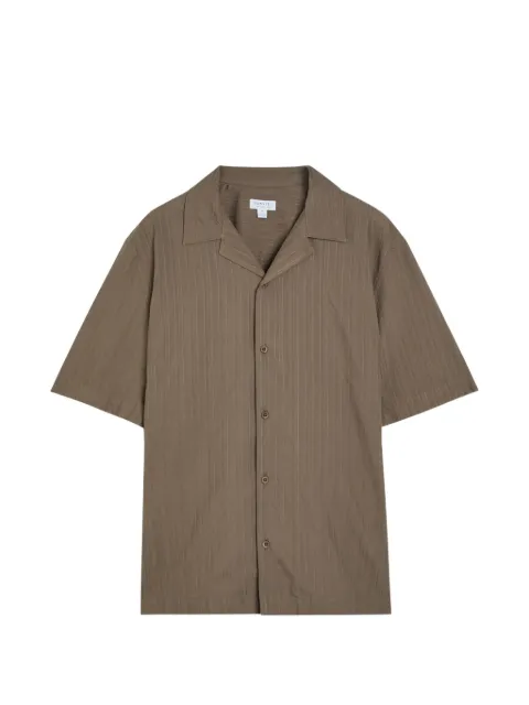 Sunspel stripe-pattern camp-collar shirt