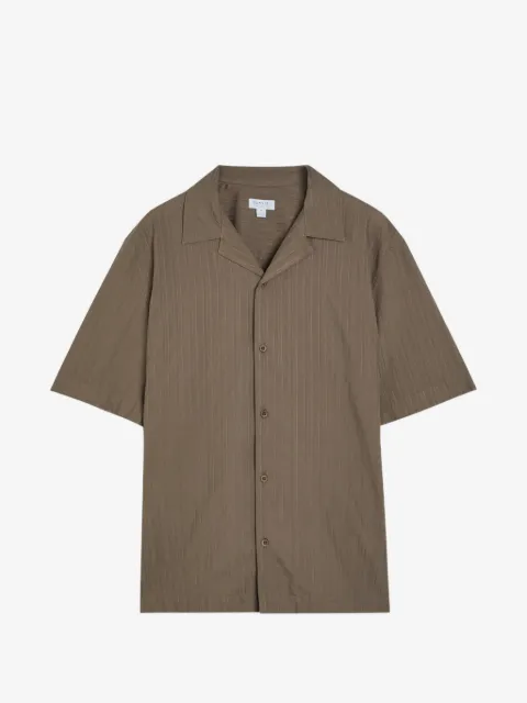 Sunspel stripe-pattern camp-collar shirt