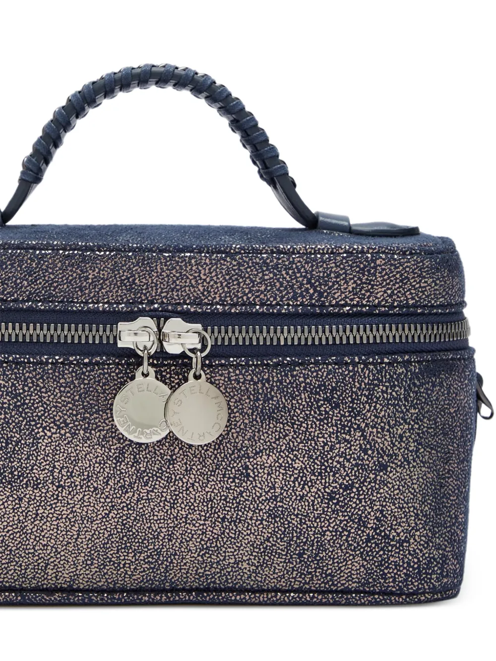 Stella McCartney Falabella mini-tas met gevlochten handgreep en metallic-effect Blauw