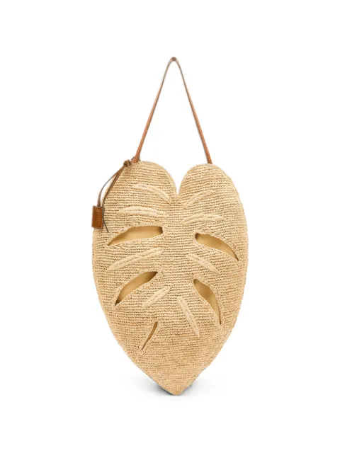 STAUD large Palm leaf-shaped woven tote bag