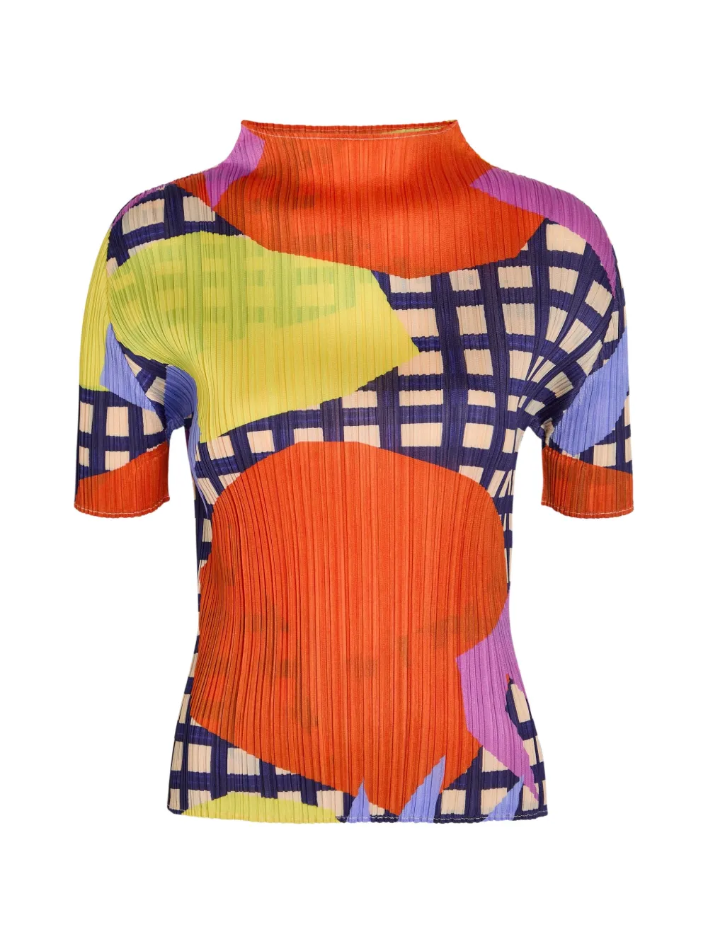 Pleats Please Issey Miyake Market plissé-effect abstract-print top - Red