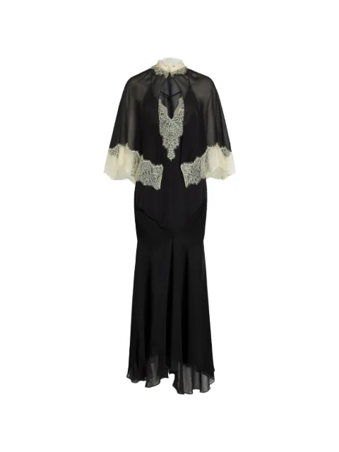 De La Vali Cielo lace-trim cape-detail maxi dress