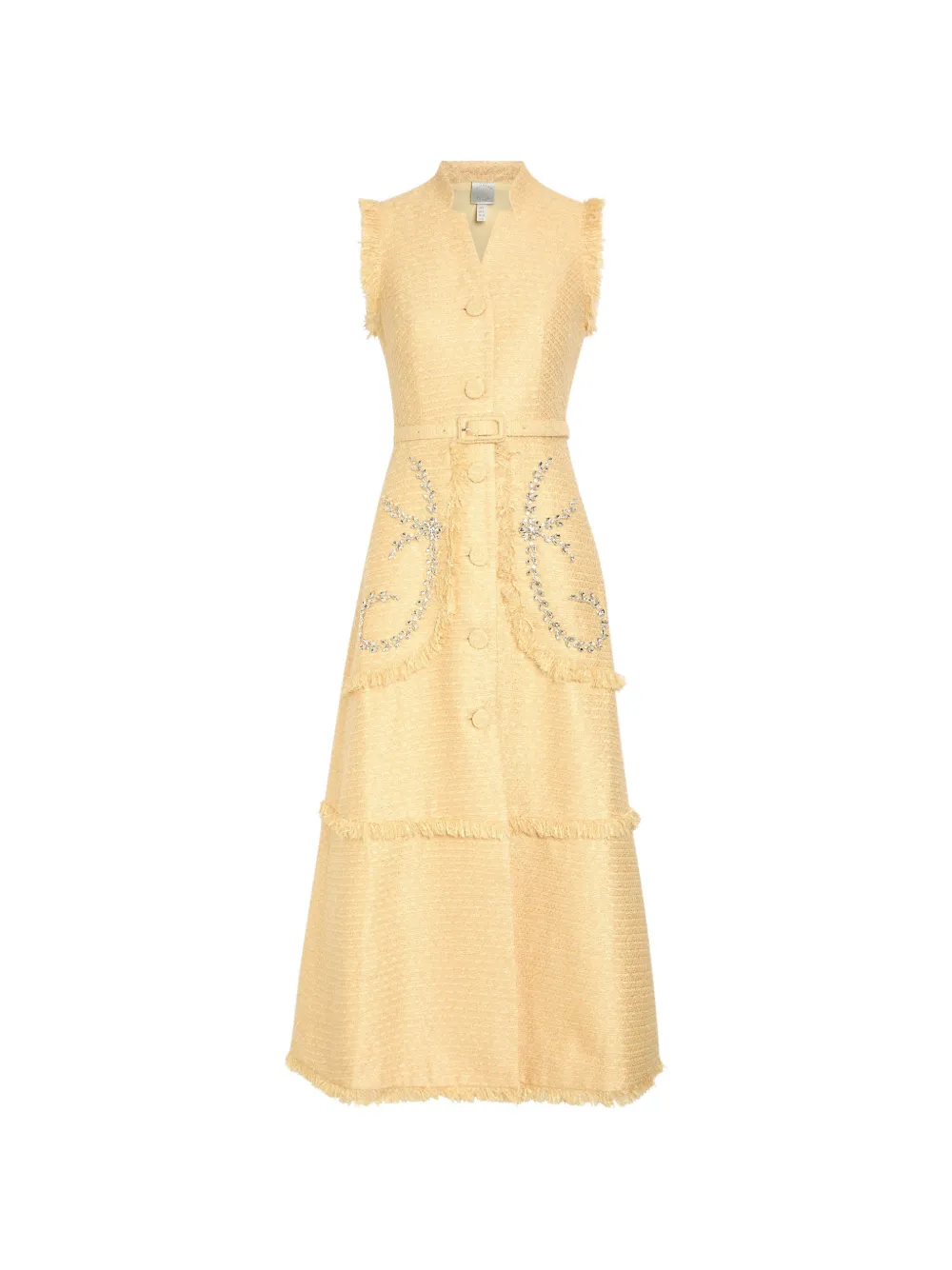 Huishan Zhang crystal-embellished tweed midi dress - Giallo