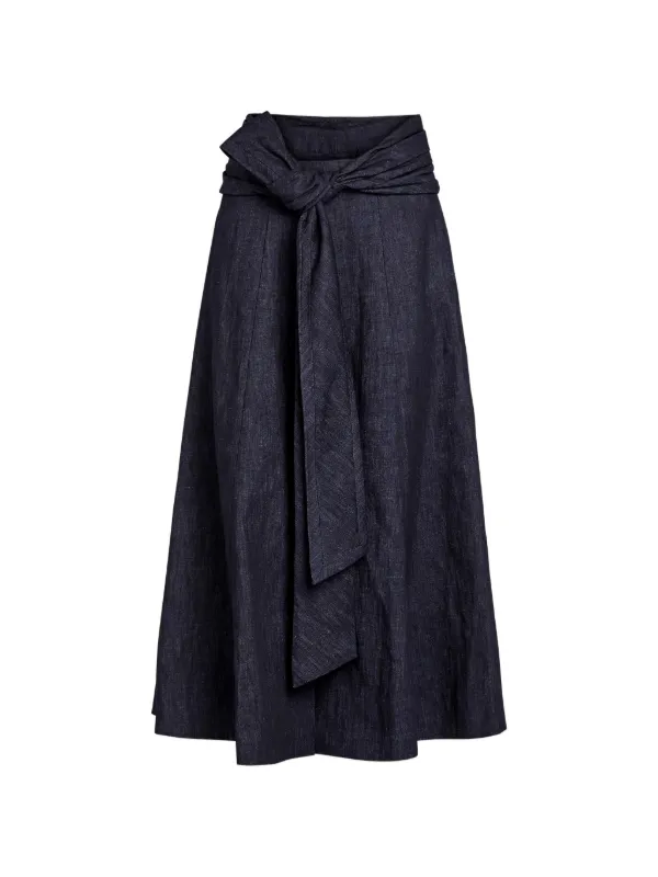 Gabriela Hearst Midi Tie-waist Panelled Skirt in Blue