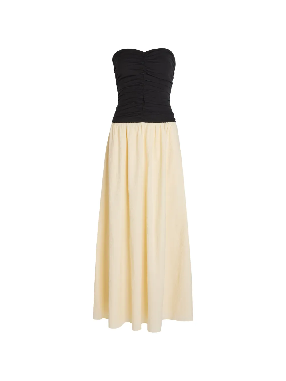 Faithfull Sant Roc Ruched Strapless Maxi Dress In Neutrals