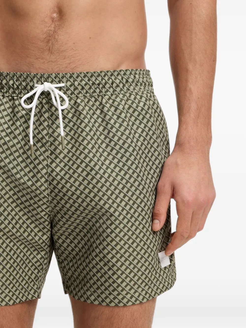 BOSS Zwembroek met geometrische print Groen