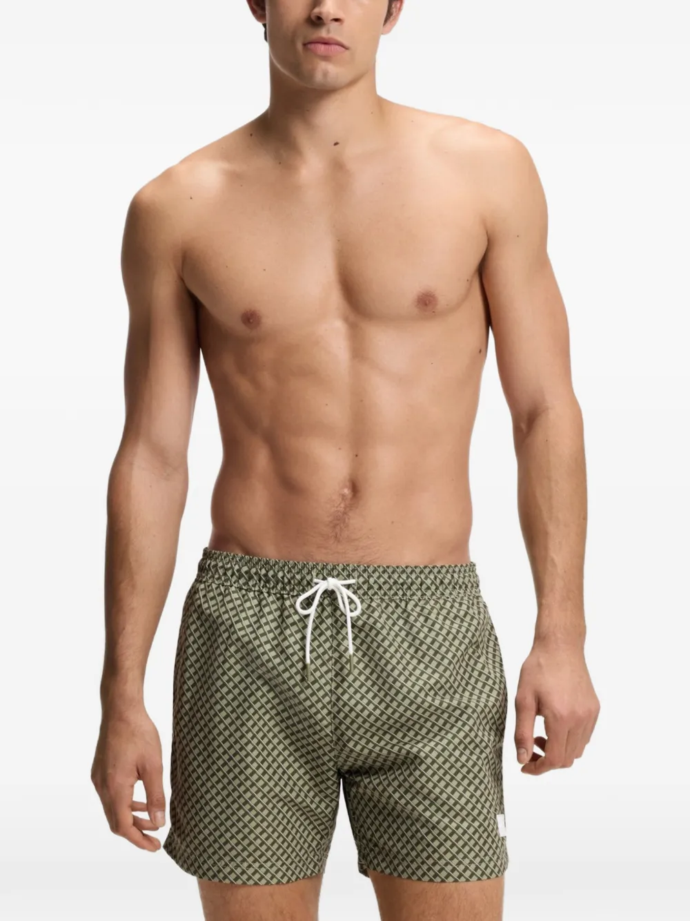 BOSS Zwembroek met geometrische print Groen
