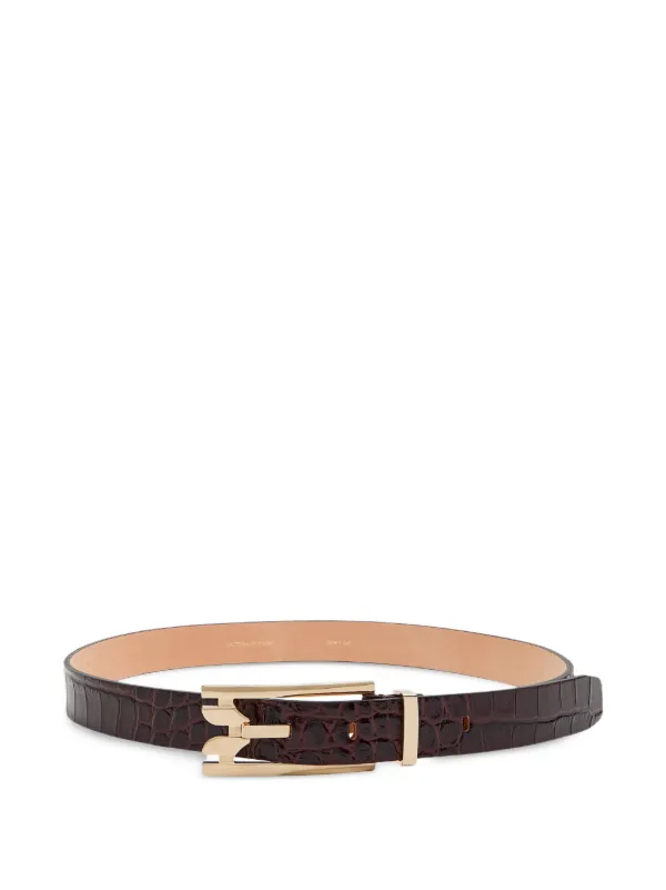 Victoria Beckham Dorian Leather Belt in Brown