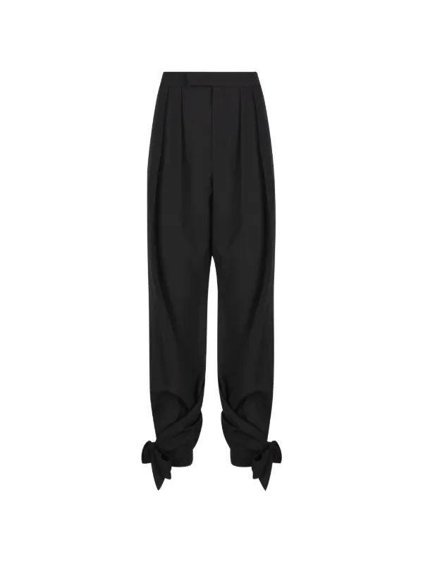 Chloé Bow-detail Pleated Trousers in Black