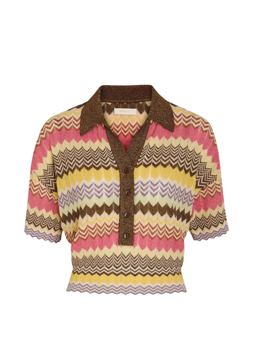 Faithfull chevron-knit polo shirt - Rosa