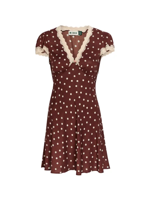 rixo mini dress Sakura Mini Dress in White Layla Dot Ivory