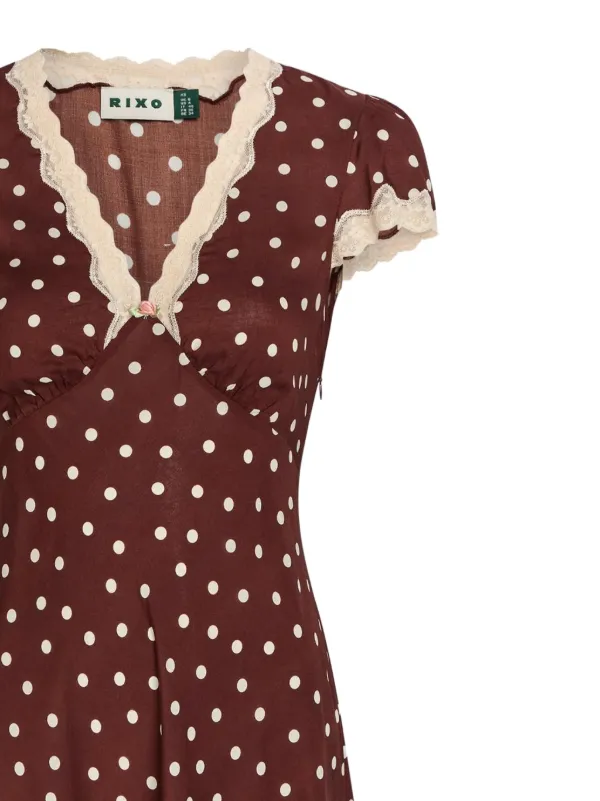 rixo polka dot dress brown Holly Willoughby Brown Polka Dot Midi Dress This Morning September 2023   Fashion You Really Want
