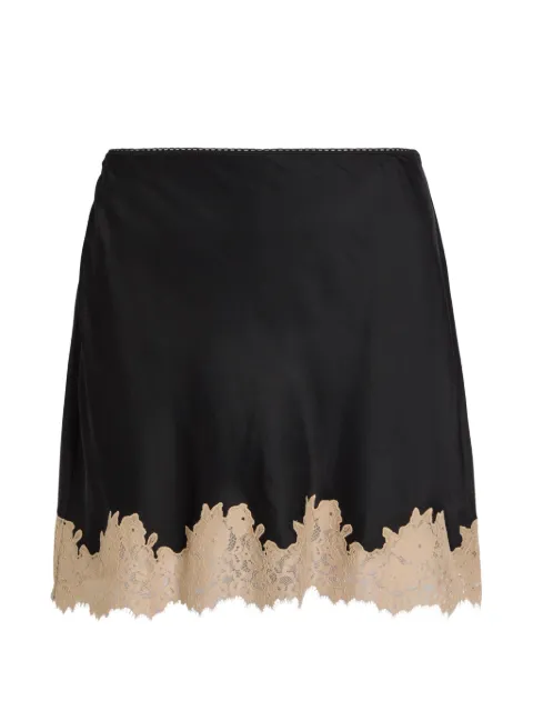 Rixo lace-trim satin mini skirt