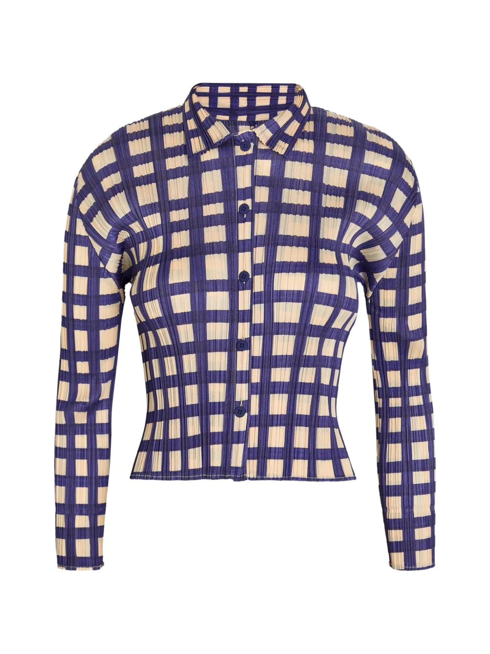 Issey Miyake Check-print Plissé Shirt In Multi