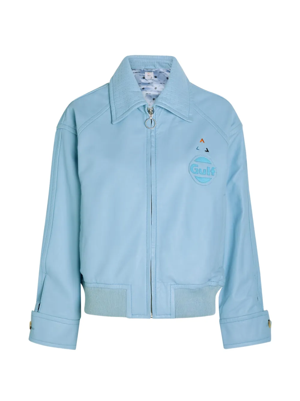 AN-Y1 leather zip-up jacket - Blu