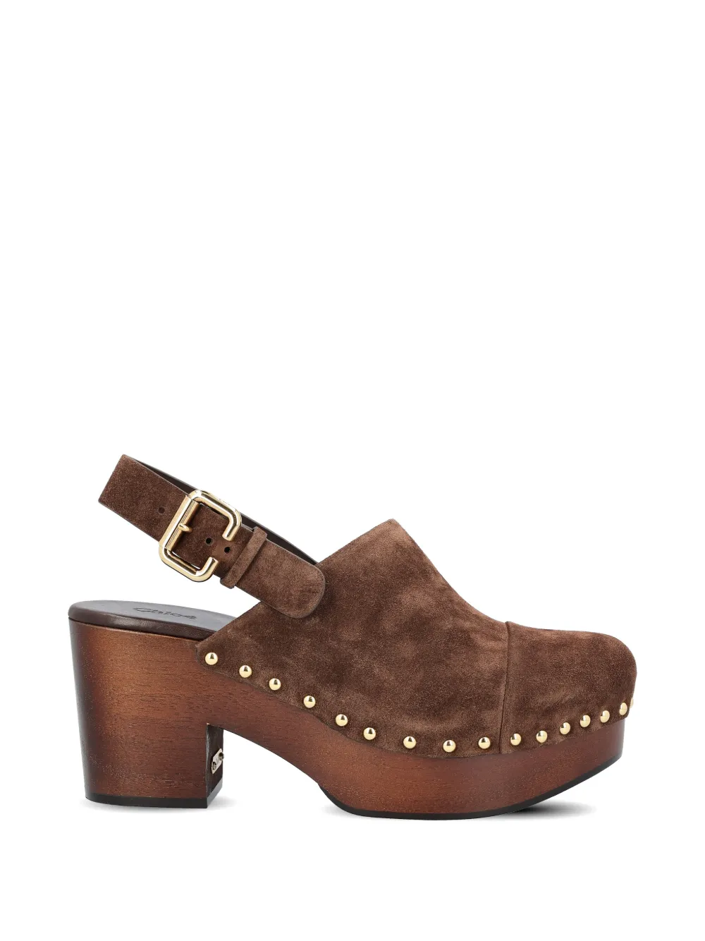 Chloé studded slingback heeled pump - Braun