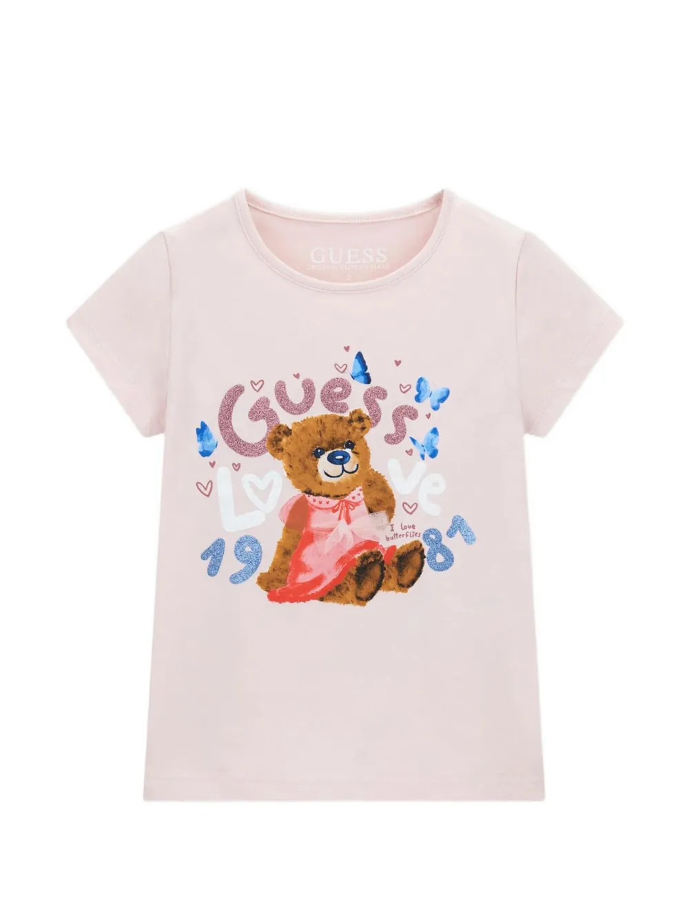guess kids teddy-bear T-shirt - Rosa