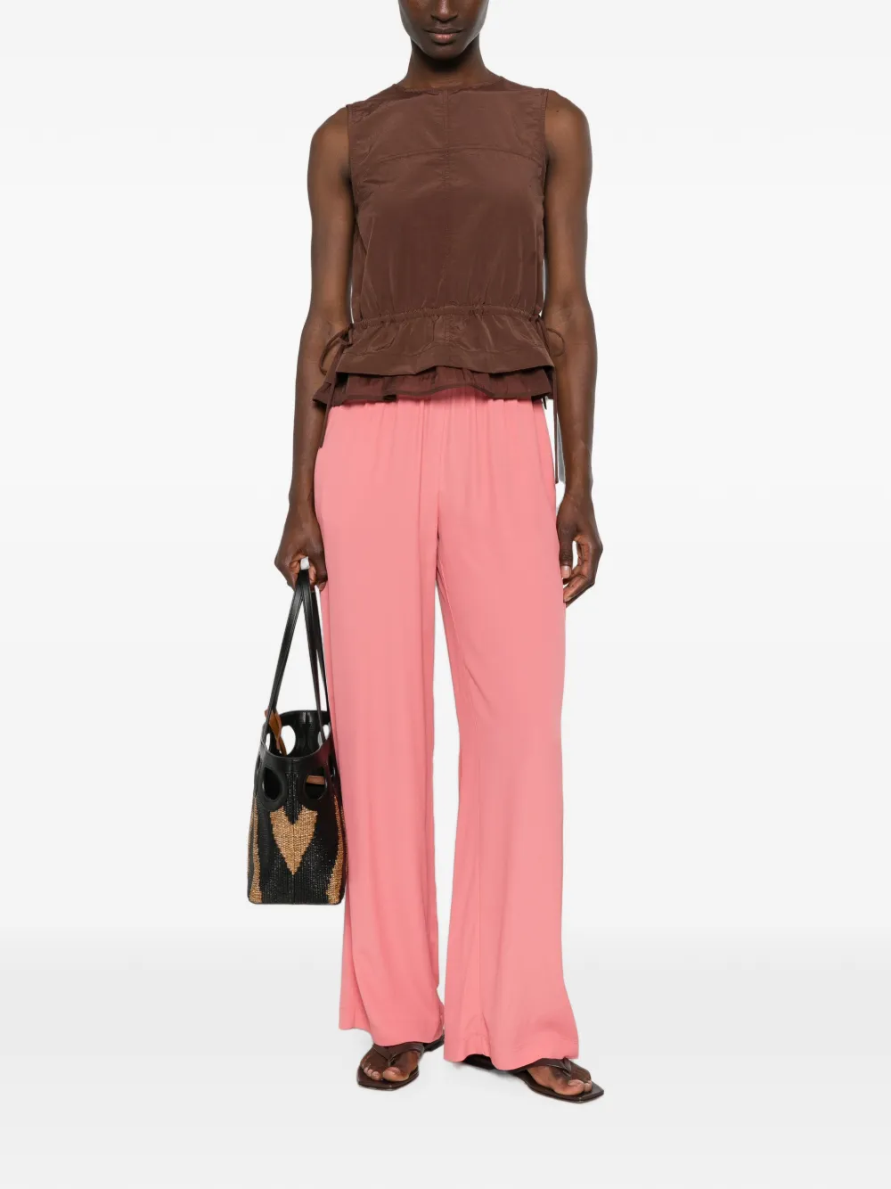 CARLA G. elasticated-waistband wide-leg trousers - Rosa