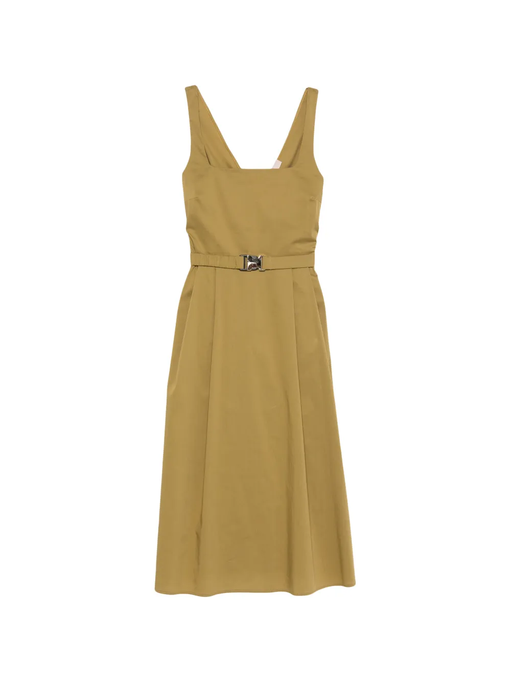 CARLA G. belted pleated midi dress - Verde
