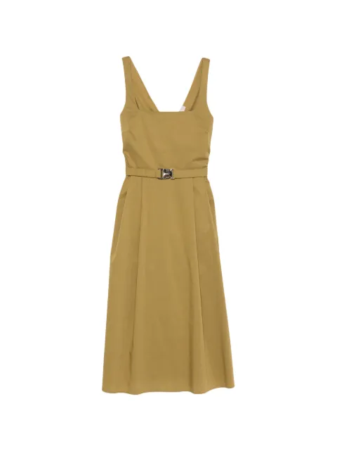 CARLA G. belted pleated midi dress