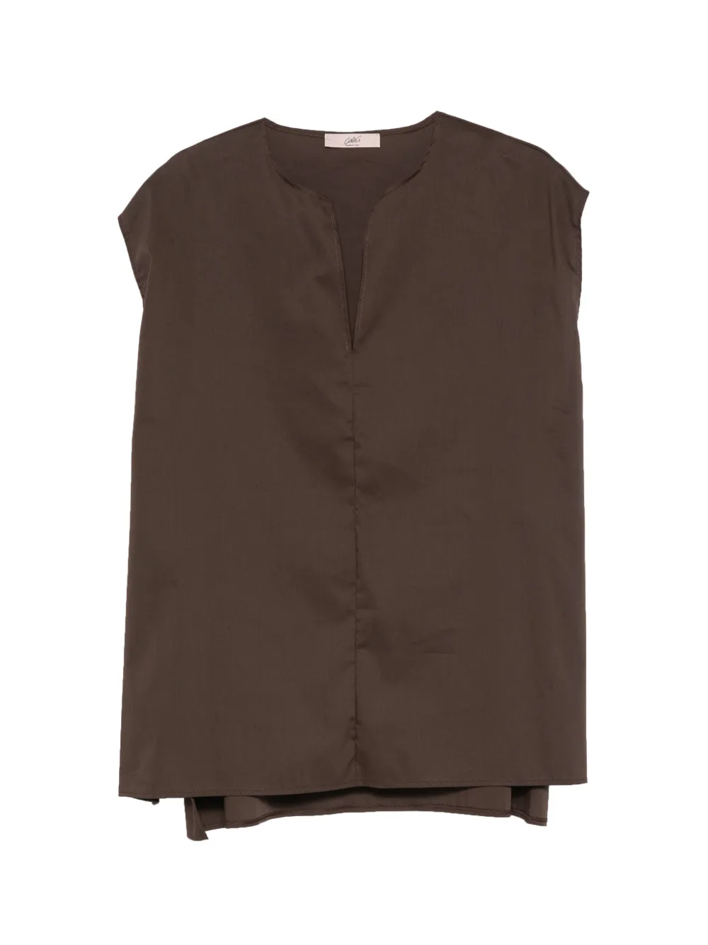 CARLA G. split-neck sleeveless top - Marrone