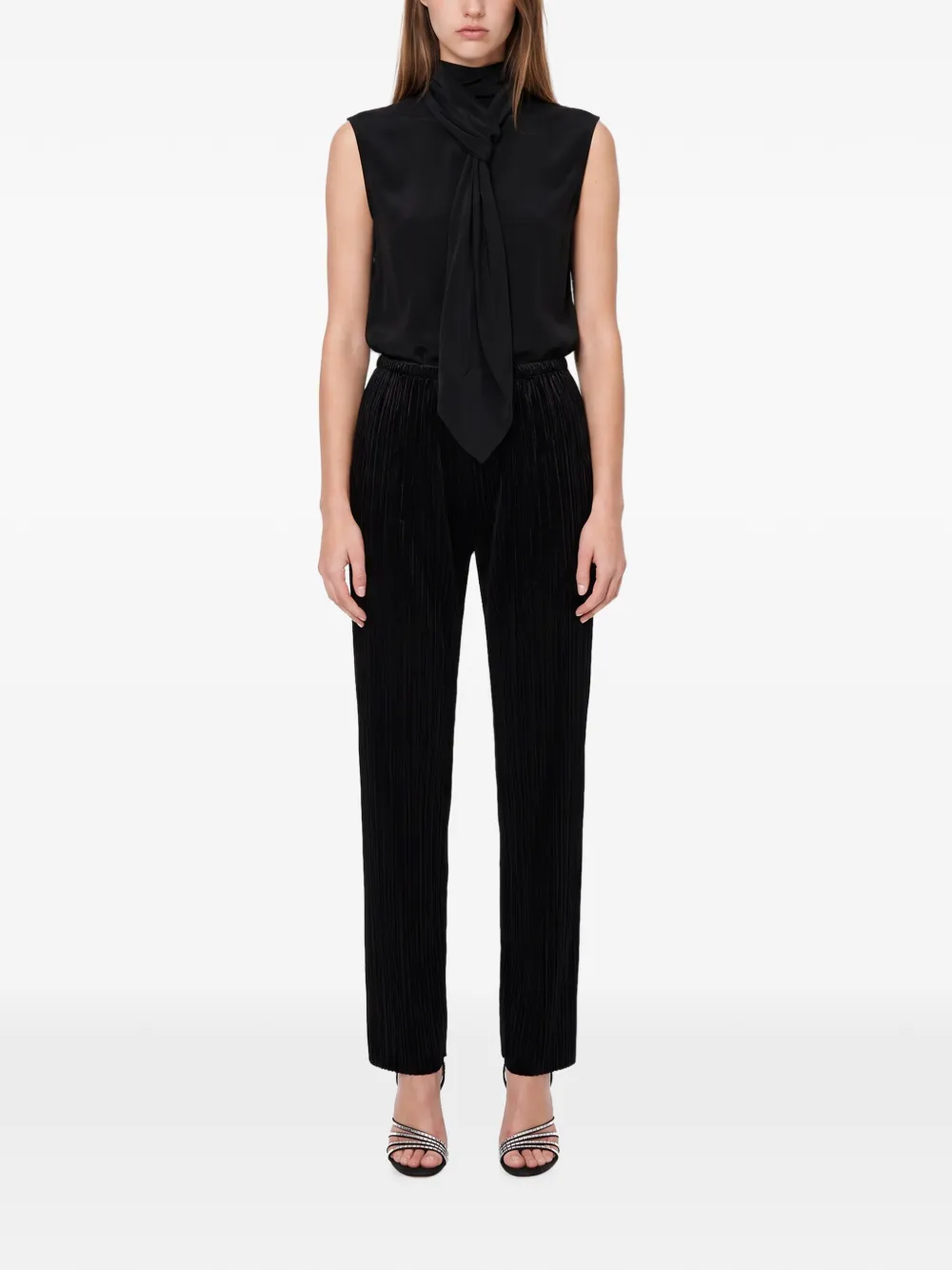 Forte Broek met plissé effect Zwart