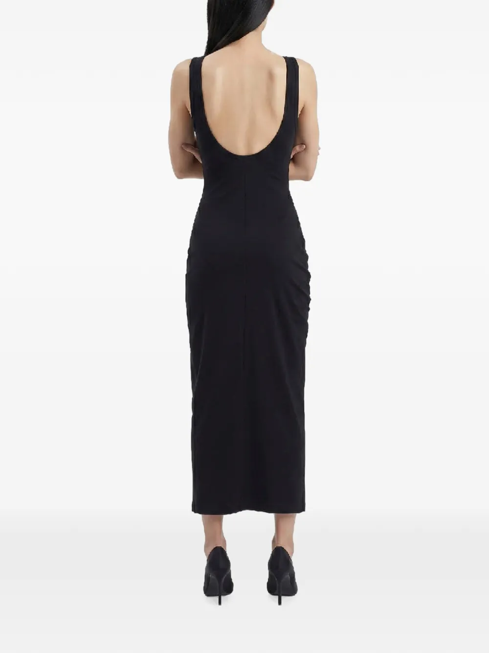 WARDROBE.NYC Ribgebreide mouwloze maxi-jurk met split Zwart