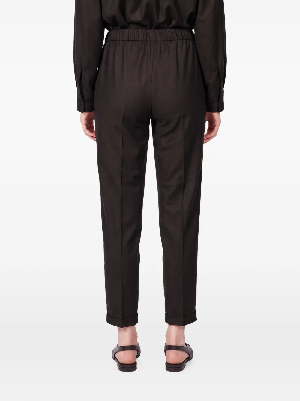 Antonelli Rosalba cigarette elasticated-waistband turn-up trousers Bruin
