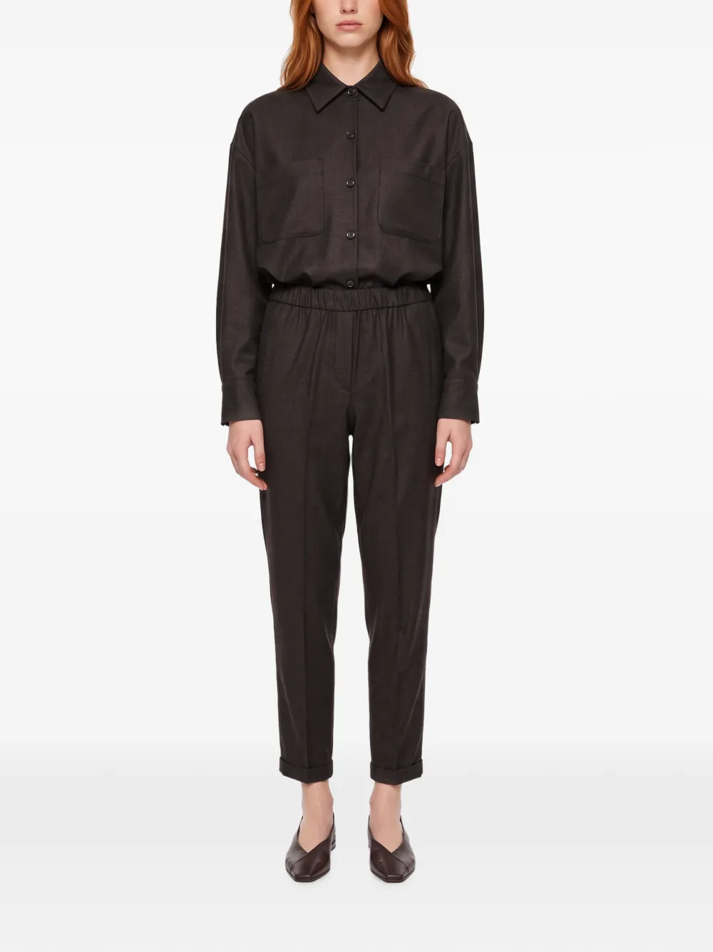 Antonelli Rosalba cigarette elasticated-waistband turn-up trousers Bruin