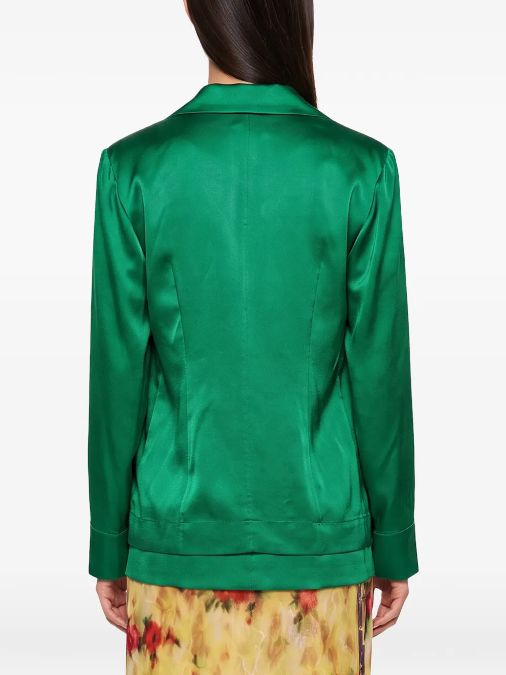 Forte fringe-trim silk blouse Groen